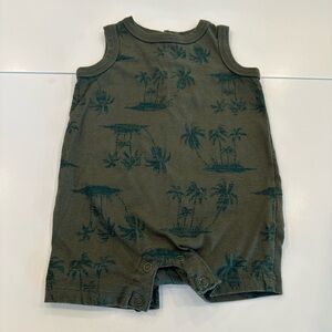 4/20$ Green Sleeveless Baby Short Romper with Palm Tree Print size 3-6m